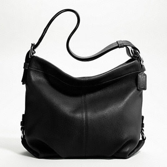 Coach Handbags - BLACK LEATHER DUFFLE (COACH F15064) Silver Hardware